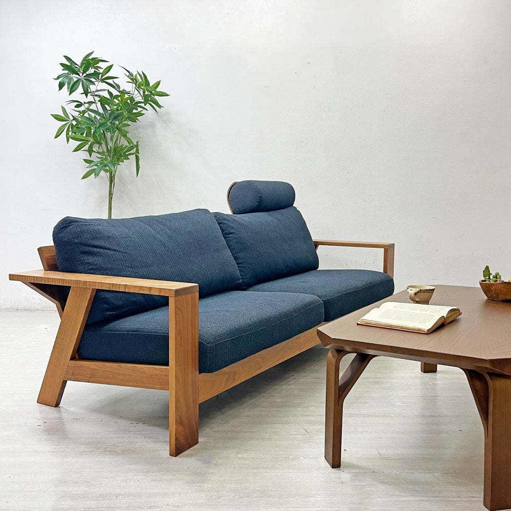 松本木工 フォーレスト FORESTⅡ 3Pソファ 3シーター ヘッドレスト付き ウォールナット無垢材 W204cm ●