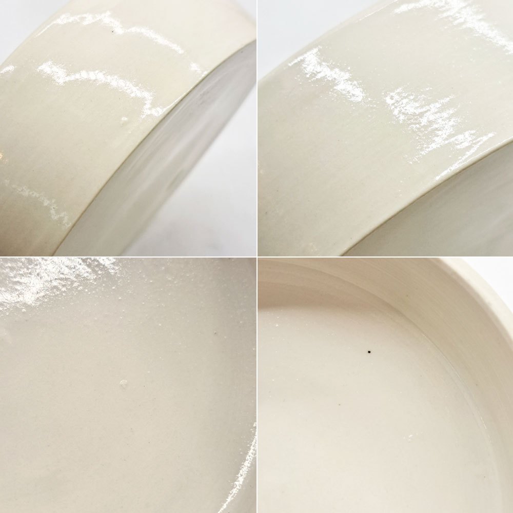 岩田哲宏 台皿 コンポート皿 半磁器 白 透明釉 Φ12cm 現代作家 ●
