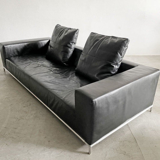 ビーアンドビー イタリア B&B Italia ジョージ George 3Pソファ W260cm 初代モデル 本革 レザー ブラック イタリアンモダン アントニオ・チッテリオ 〓