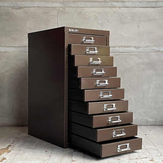 ビスレー BISLEY ベーシック BASICシリーズ 29/10 A4 キャビネット ブラウン 抽斗10杯 デスクキャビネット オフィス家具 英国 廃番カラー ♪