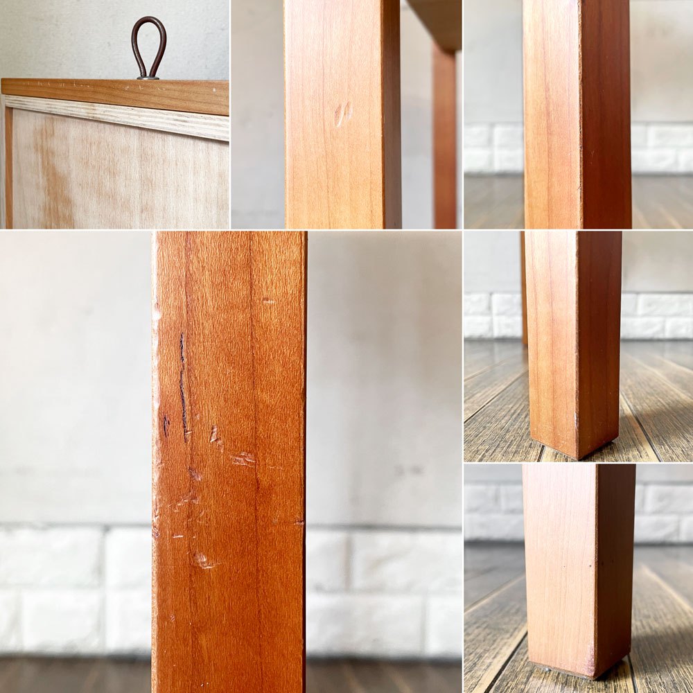 ポラダ porada ロメオ ROMEO SIDE TABLE サイドテーブル H65.5cm チェリー材 1ドロワー レザーハンドル タルジオ・コルツァーニ イタリア カタログ定価¥93,450- 廃番 ◎