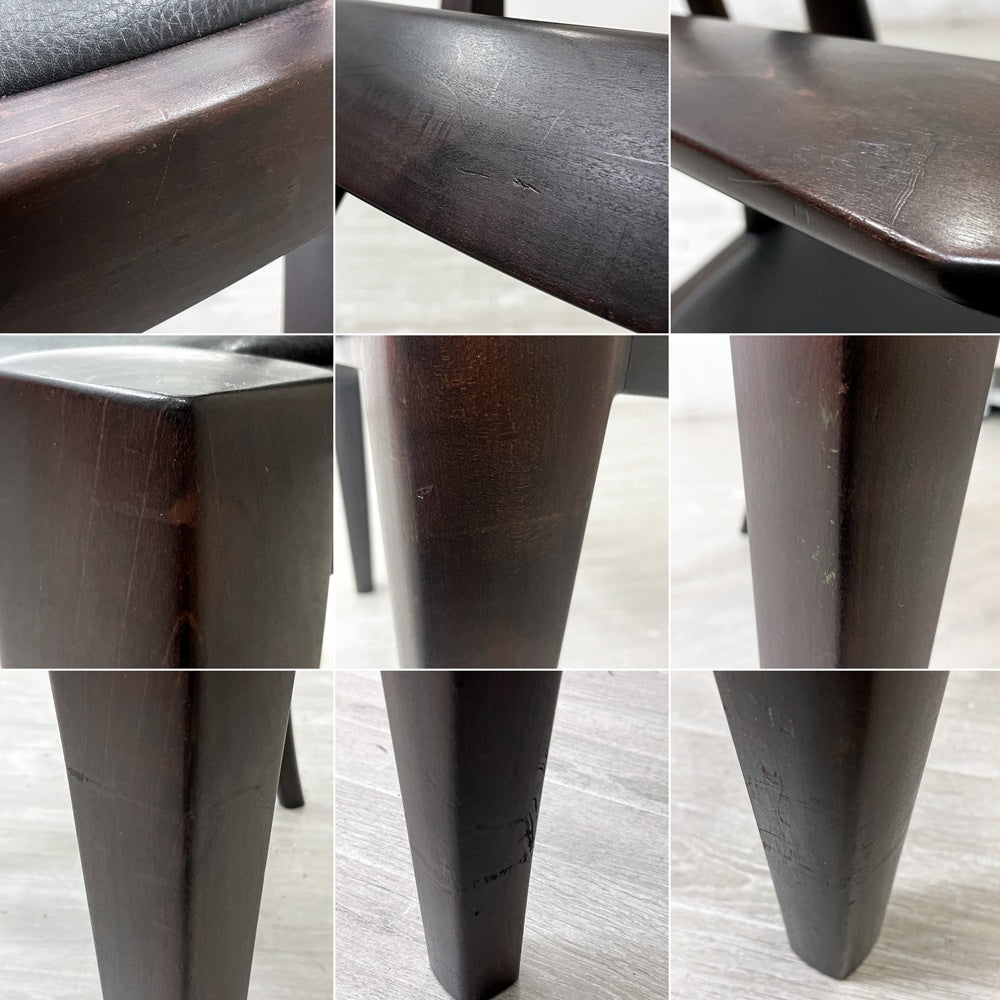クラフトファニチャー Craft furniture ハイバックチェア ダイニングチェア アーム 無垢材 レザー モダンデザイン ●