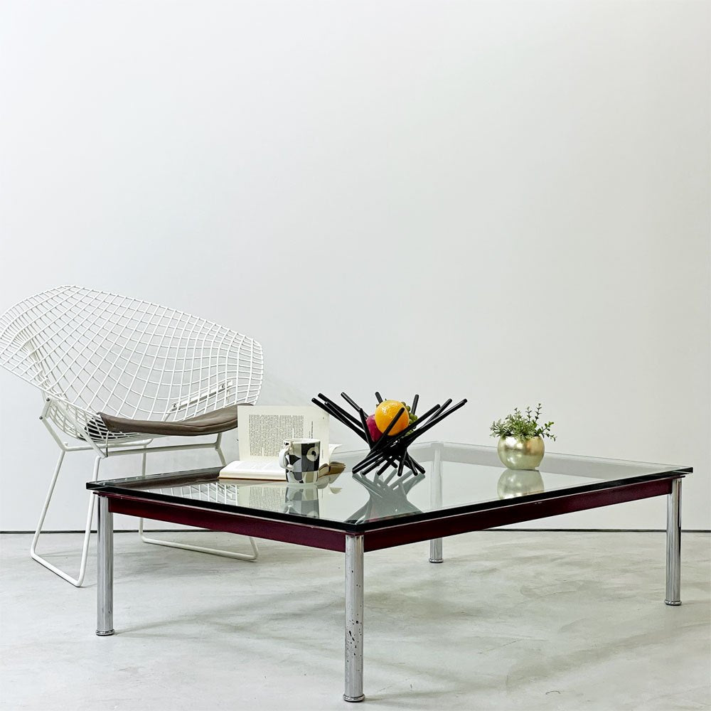 カッシーナ Cassina LC10-P ローテーブル センターテーブル コーヒーテーブル W120cm ガラス ボルドー ル・コルビジェ シャルロットペリアン ピエールジャンヌレ 廃番カラー ●