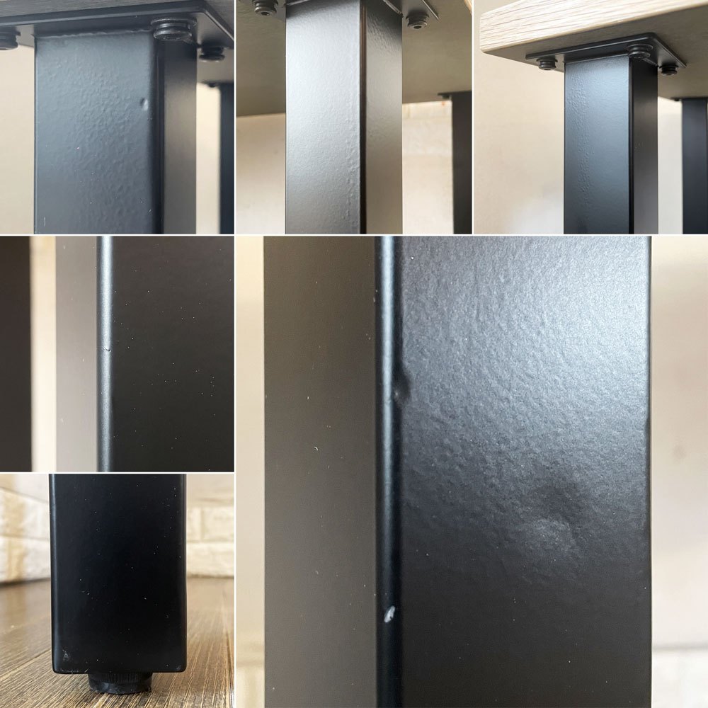 かなでもの KANADEMONO ザ・テーブル THE TABLE リノリウム天板 ブルー系 × ブラックスチール脚 スクエアバー W118cm 定価¥79,800- ◎