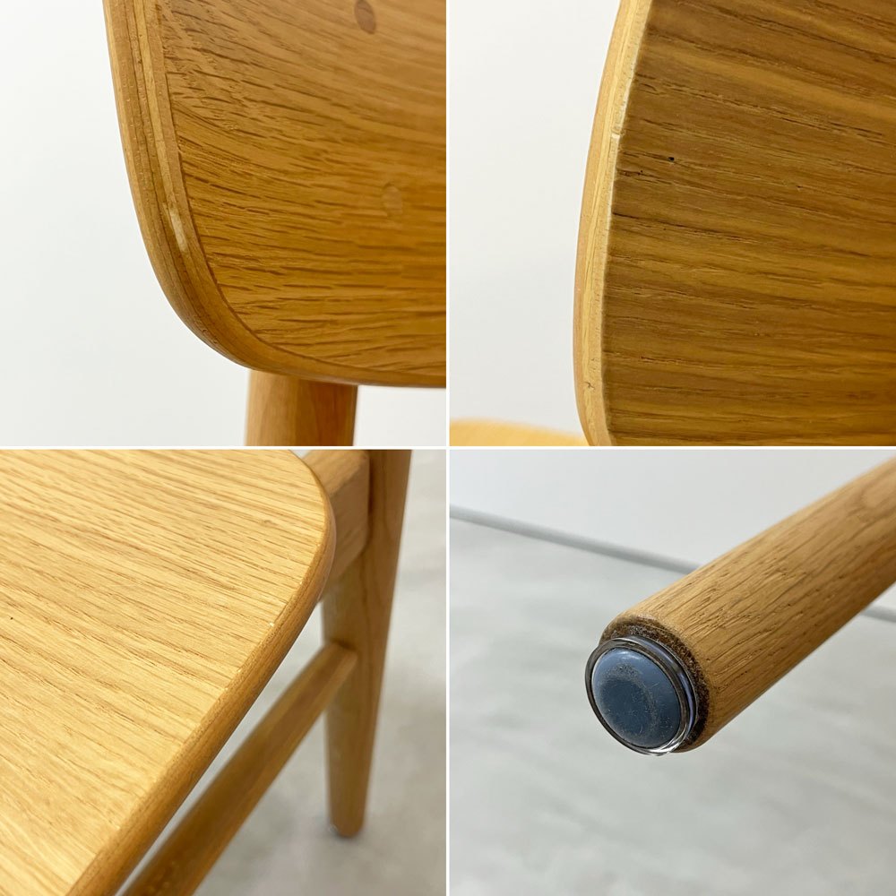 無印良品 MUJI ラウンドチェア オーク材 ダイニングチェア プライウッド 板座 ナチュラル シンプル A ●
