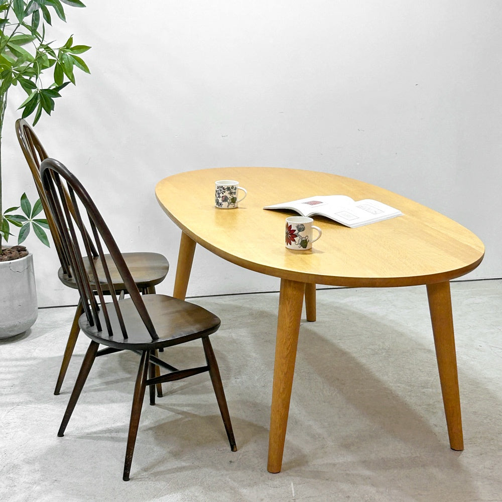 柏木工 KASHIWA オーク無垢材 ダイニングテーブル オーバル型 W180cm ナチュラルデザイン 飛騨家具 ●