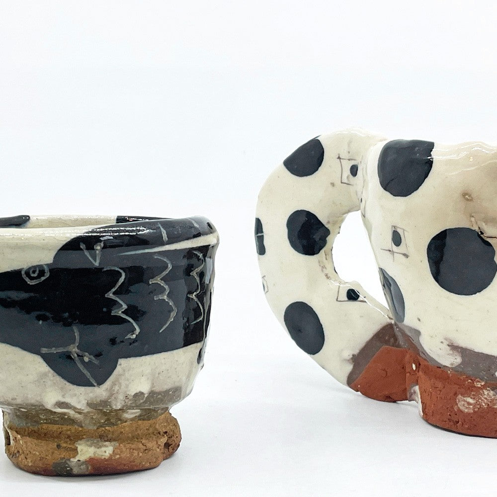 井畑勝江 Katsue Ibata マグカップ モノクロ ドット柄 現代作家 ●
