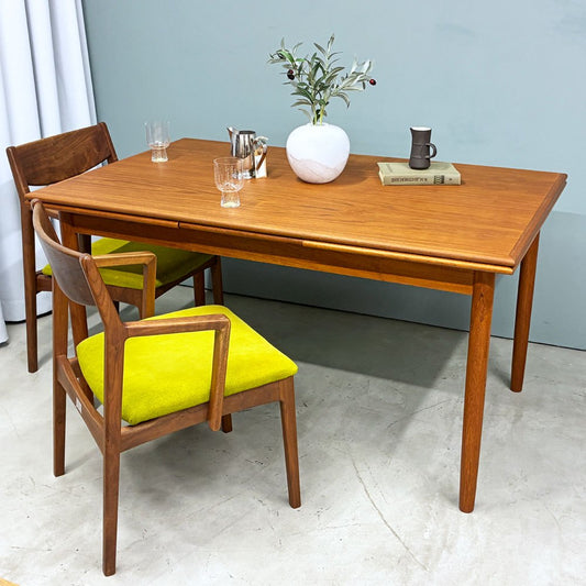 北欧ビンテージ チーク材 エクステンションダイニングテーブル W135cm ダニッシュビンテージ デンマーク製 伸長式 ◎