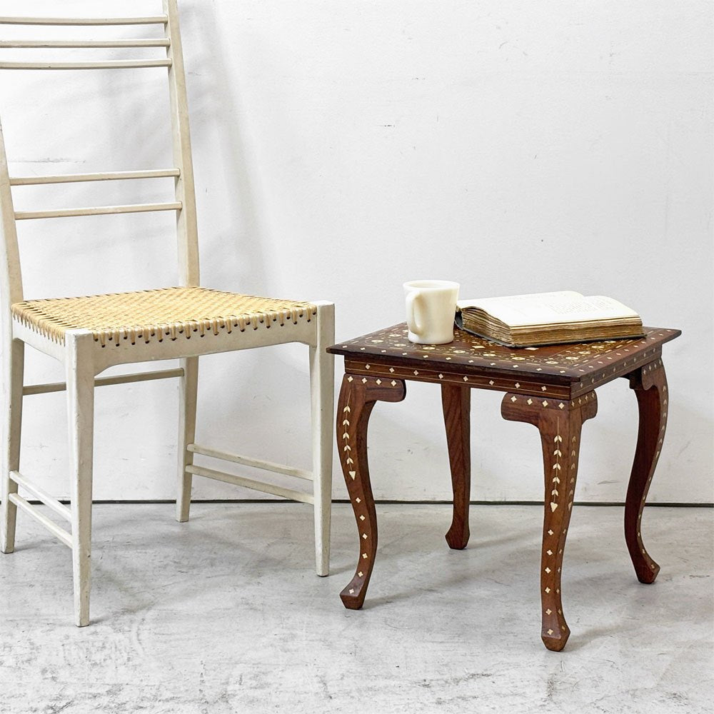 アジアンビンテージスタイル Asian Vintage Style アジアン家具 象嵌 サイドテーブル クラシカルデザイン W40cm ●