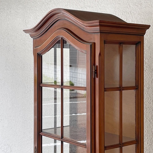 ヨーロピアンクラシカルデザイン キュリオケース 飾り棚 キャビネット 3面ガラス 抽斗一杯 鍵付き ◇