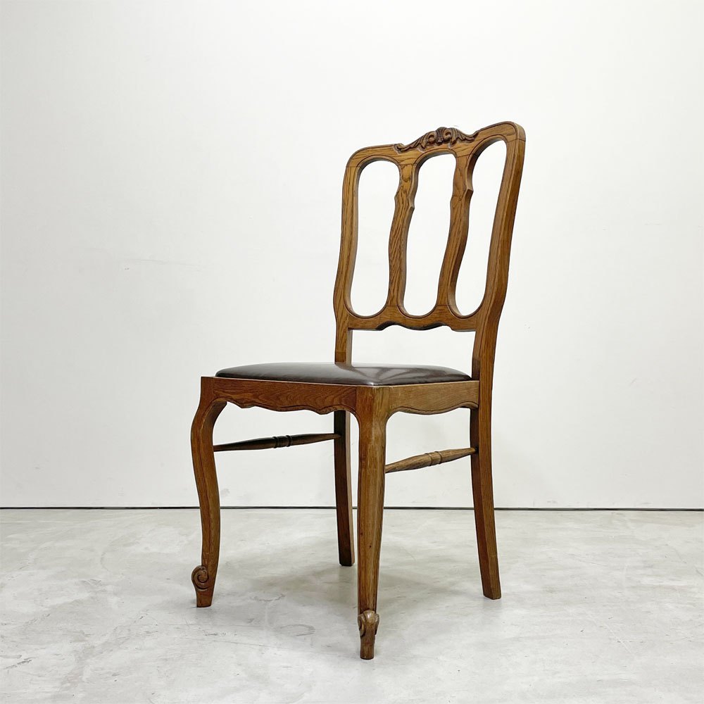 フランスビンテージ french vintage ダイニングチェア オーク材 レザー