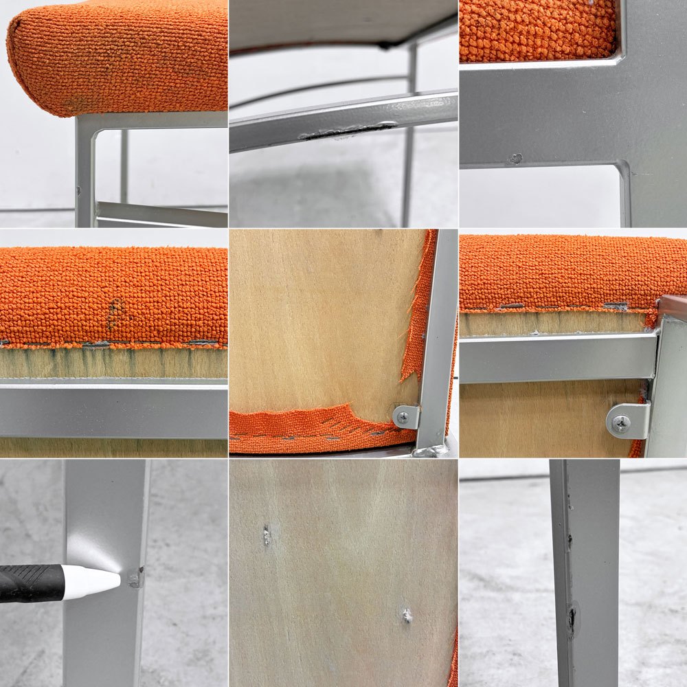 カリガリス Calligaris ダイニングチェア ファブリック スチール オレンジ系 シルバー イタリア モダンスタイル B ●