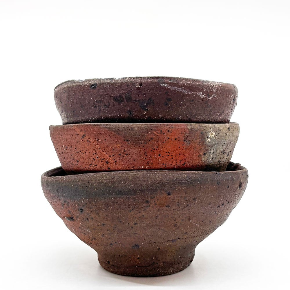 森岡成好 南蛮焼締 碗 鉢 ボウル15.5cm 陶芸家 現代作家 B ●