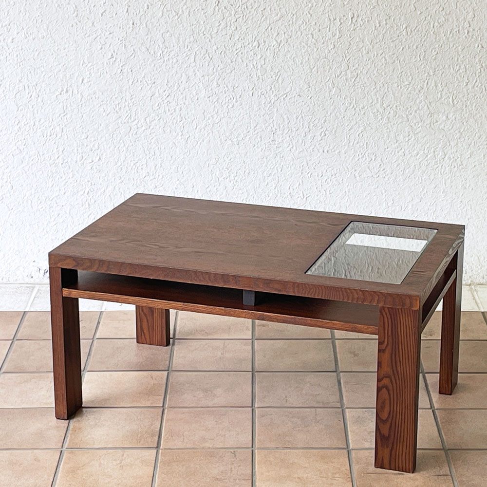 a.flat ガラス ローテーブル ガラス・ローテーブル～収納付き～モダンアジアンテイストの