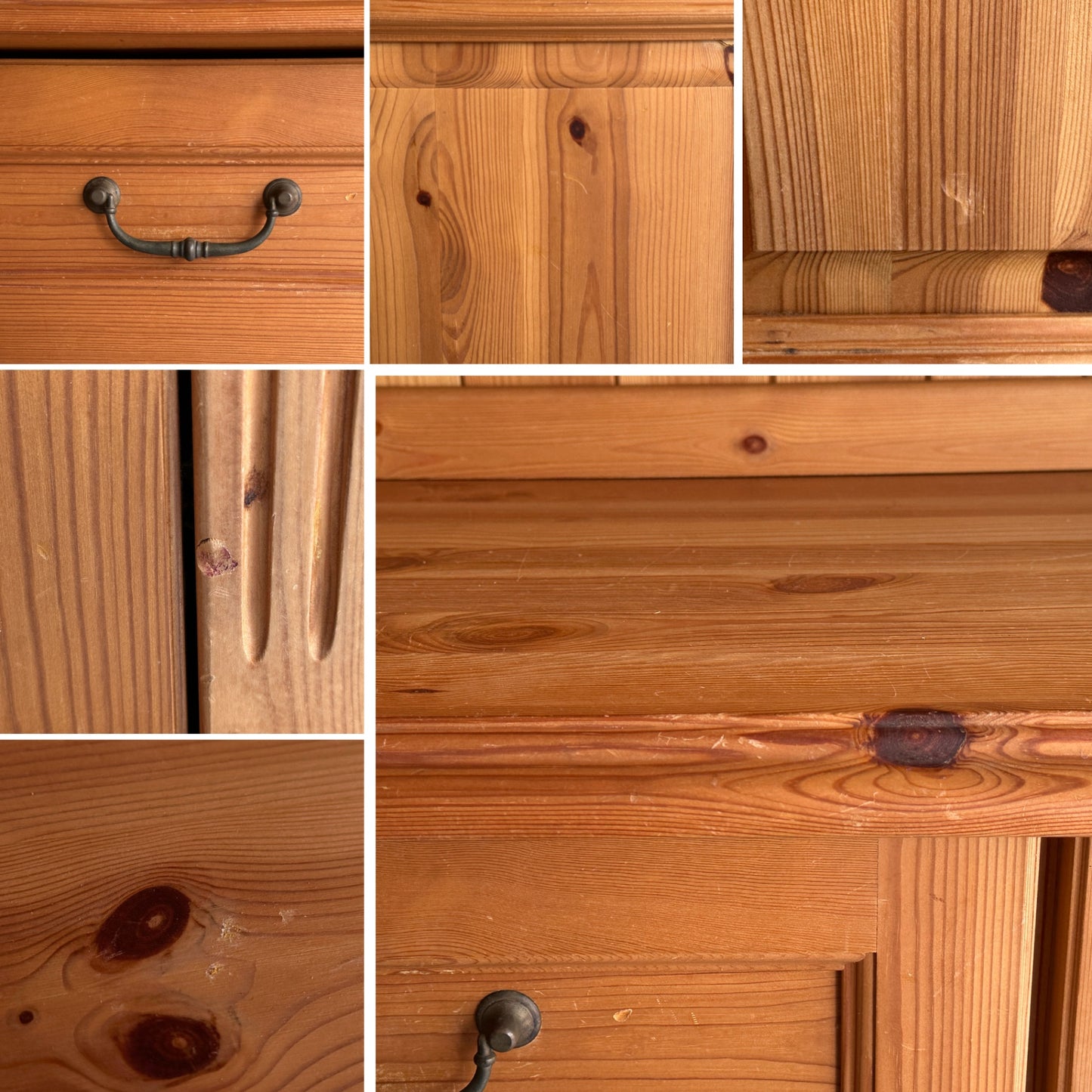 カントリースタイル パイン無垢材 カップボード キッチンボード キャビネット 食器棚 飾り棚 上下セパレート 鍵付き ♪