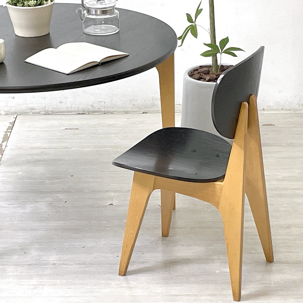 イデー IDEE ダイニングチェア DINING CHAIR ブラック 板座 長大作 ジャパニーズモダン 廃番カラー 希少 ●