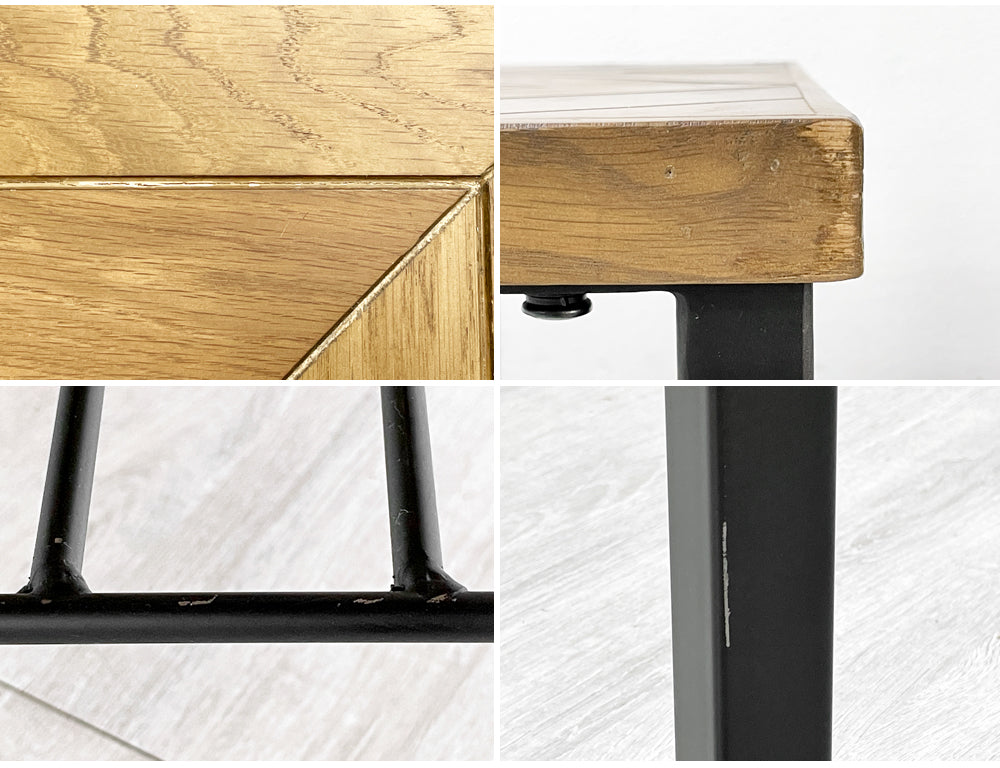 ノットアンティークス knot antiques ジプシー GYPSY カフェテーブル ローテーブル ヘリンボーン柄天板 オーク材 スチール クラッシュゲート 定価¥68,200- ●