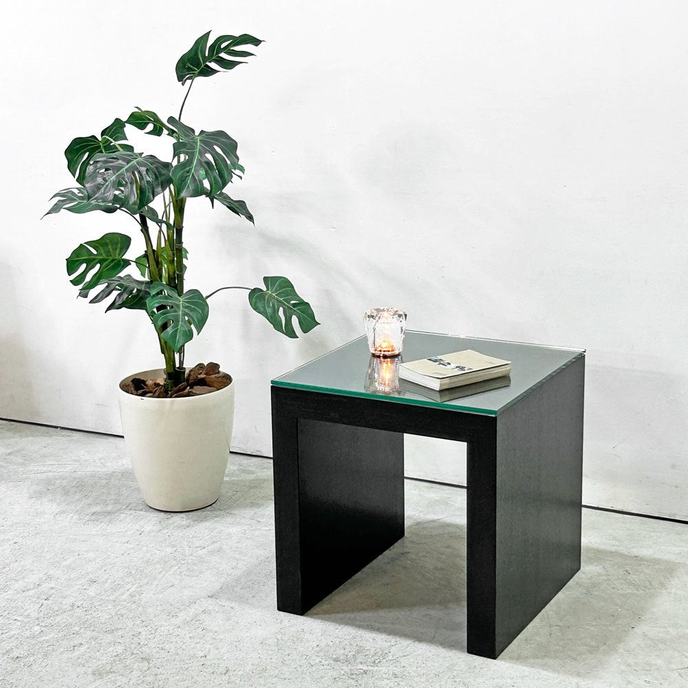 カッシーナイクスシー Cassina ixc ゼン ZEN サイドテーブル アッシュ材 ダークブラウン ガラストップ カトリーヌ・メミ モダンデザイン 廃番 ●