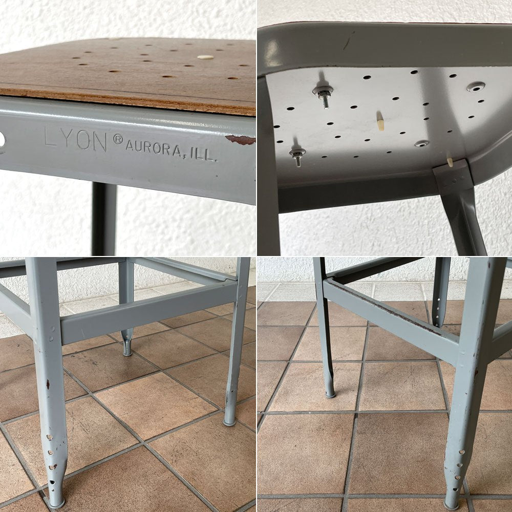 リオン LYON ファクトリー スツール FACTORY STOOL グレー パシフィックファニチャーサービス P.F.S取り扱い 廃番 ◇