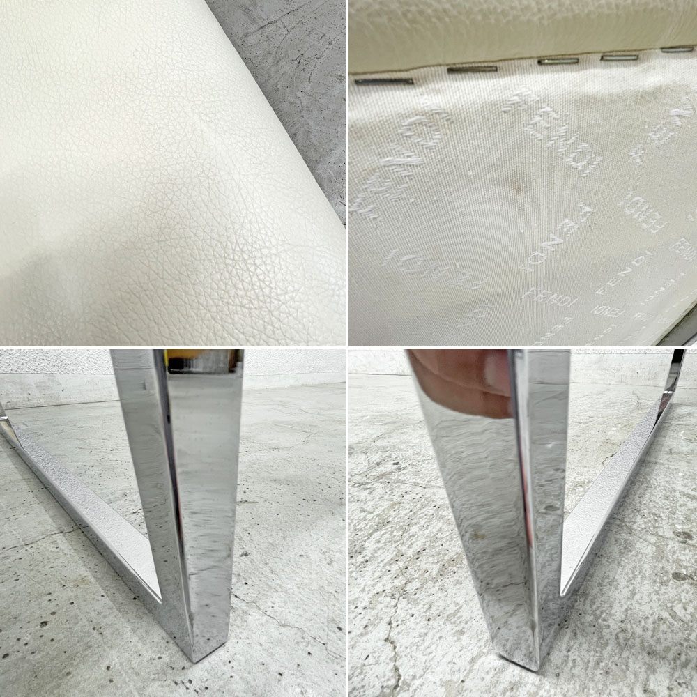 フェンディ・カーサ FENDI CASA エー・ビー・デュアメル AB Duhamel ダイニングチェア 本牛革 オフホワイト 参考価格 約45万~65万の品 C 〓