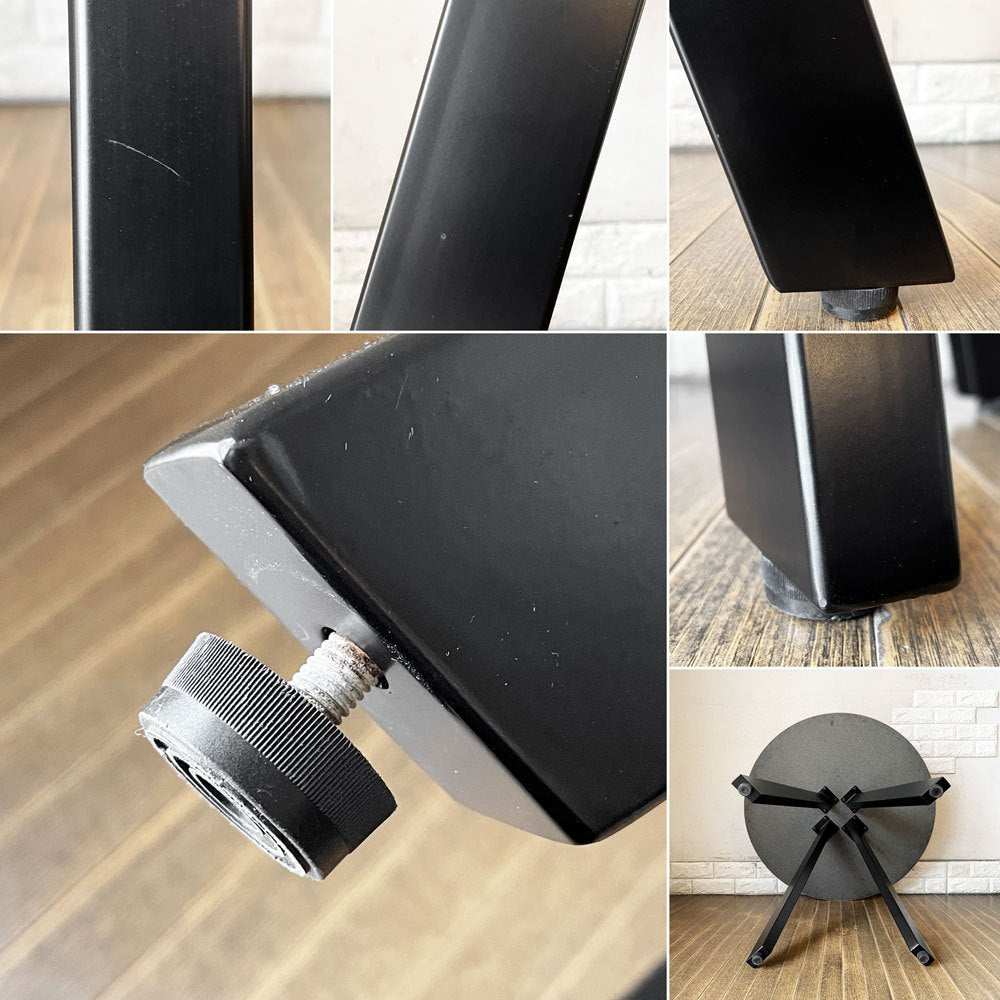 かなでもの KANADEMONO ザ・カフェテーブル THE CAFE TABLE Black Steel 4pin ラウンド Φ80cm リノリウム天板 Mauveカラー 定価¥57,300- ◎