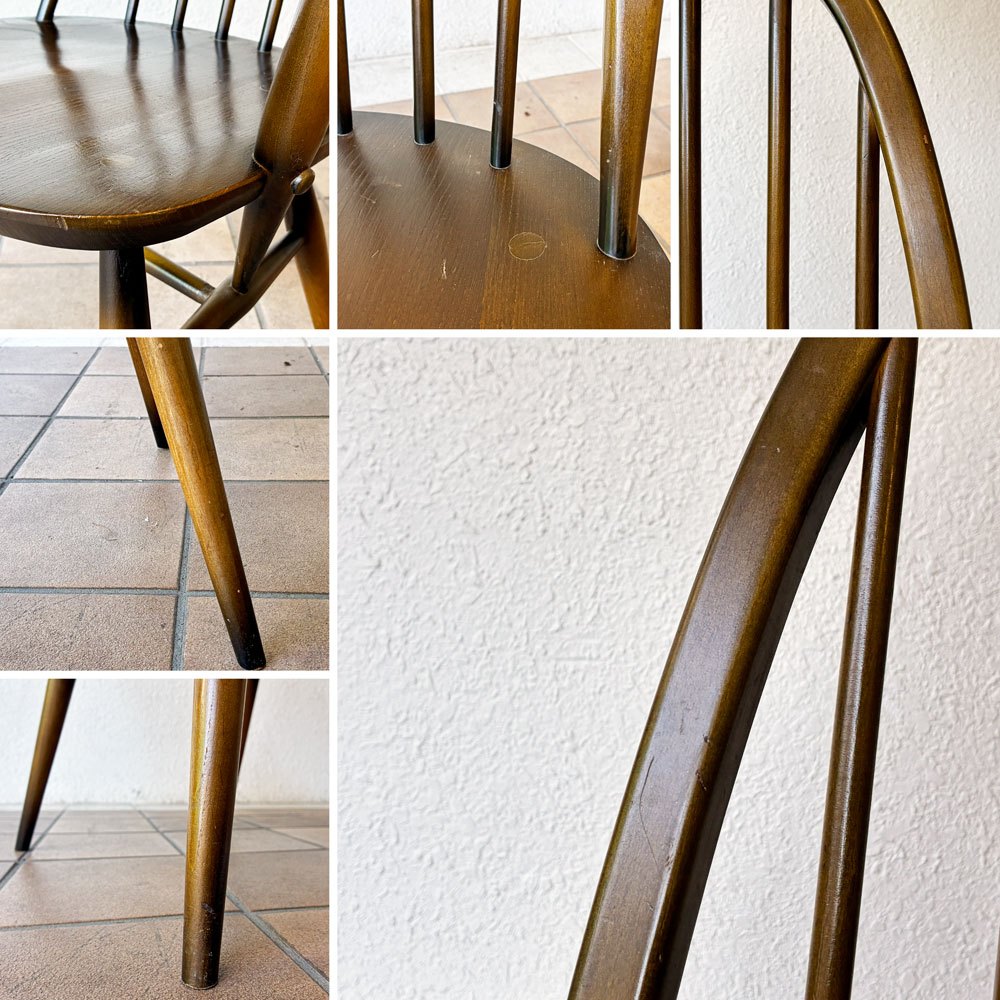 アーコール Ercol クエーカーチェア アームチェア ハイバック オールドコロニアル ブラウン エルム材 × ビーチ材 UKビンテージ 英国家具 ◇