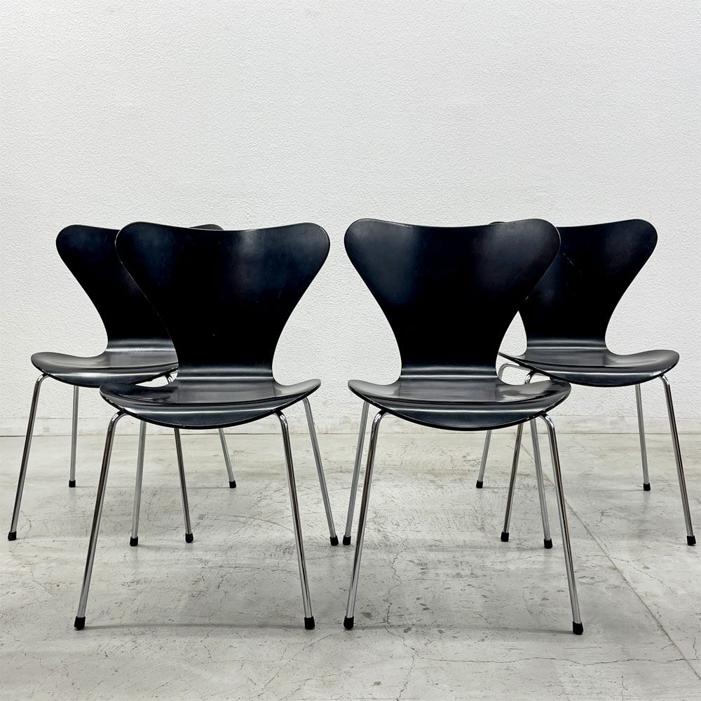 フリッツハンセン Fritz Hansen セブンチェア ダイニングチェア スタッキングチェア ブラック ラッカー仕上 アルネ・ヤコブセン デンマーク 北欧家具 F〓