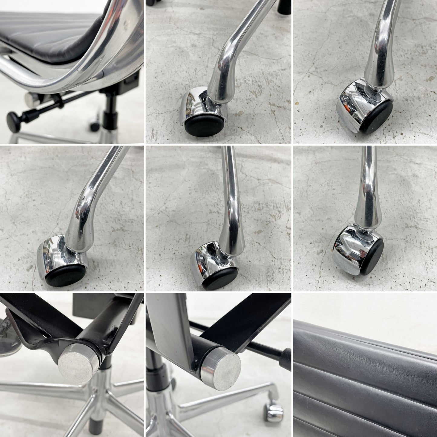 ハーマンミラー Herman Miller イームズアルミナムグループチェア マネージメントチェア アルミバフベース ガス圧昇降仕様 5本脚キャスタータイプ 本革 イームズ B 〓