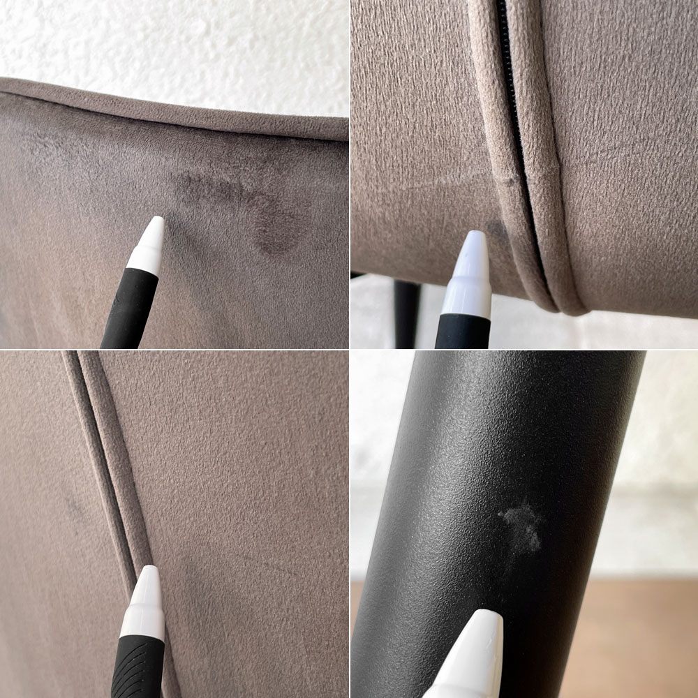 かなでもの Kanademono Elegant Velvet Box Stitch Chair ダイニングチェア ベロア ダークグレー B ◇