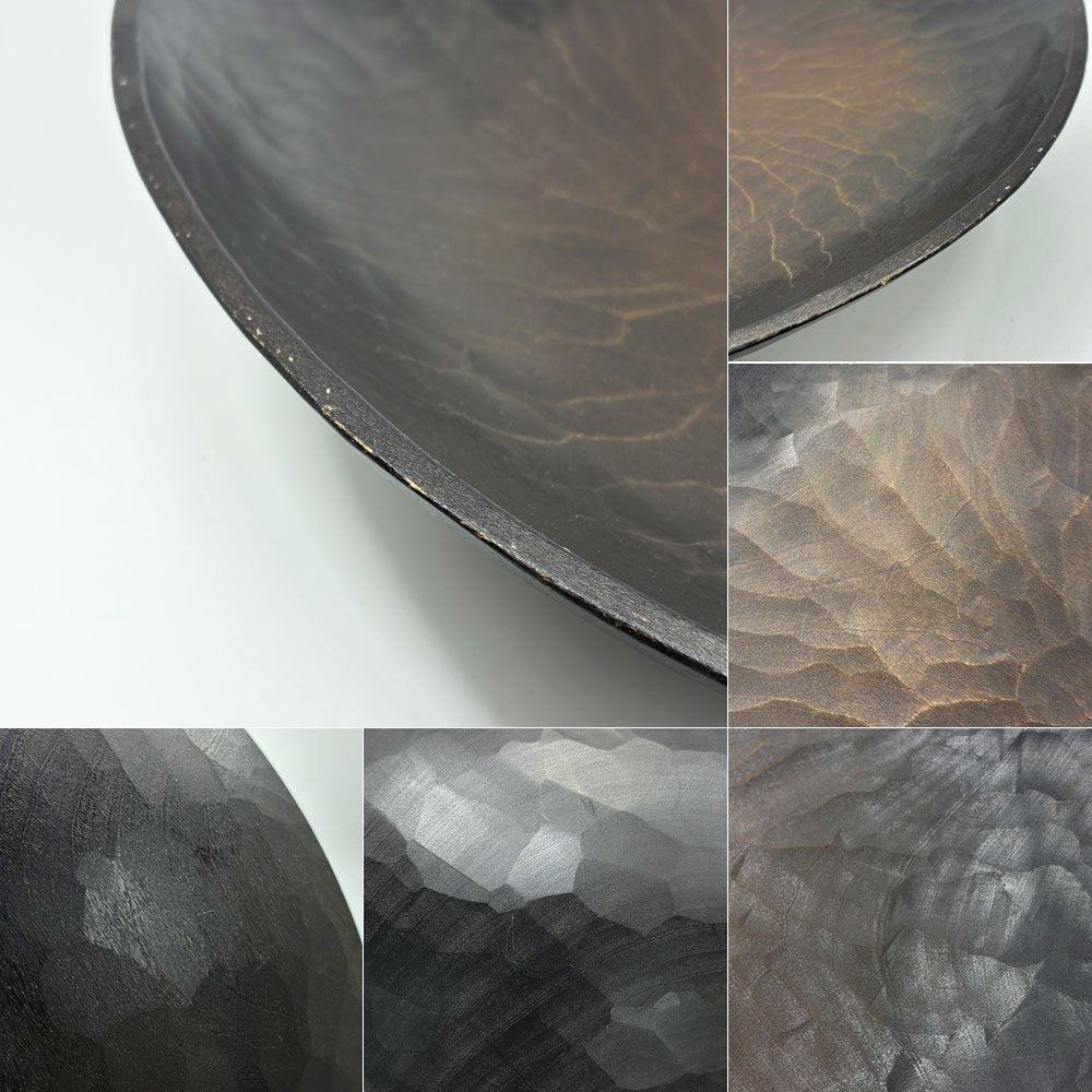 三谷龍二 黒い器 漆ボウル オーバル 30×26.5×6cm 山桜 黒拭き漆 木の器 現代作家●