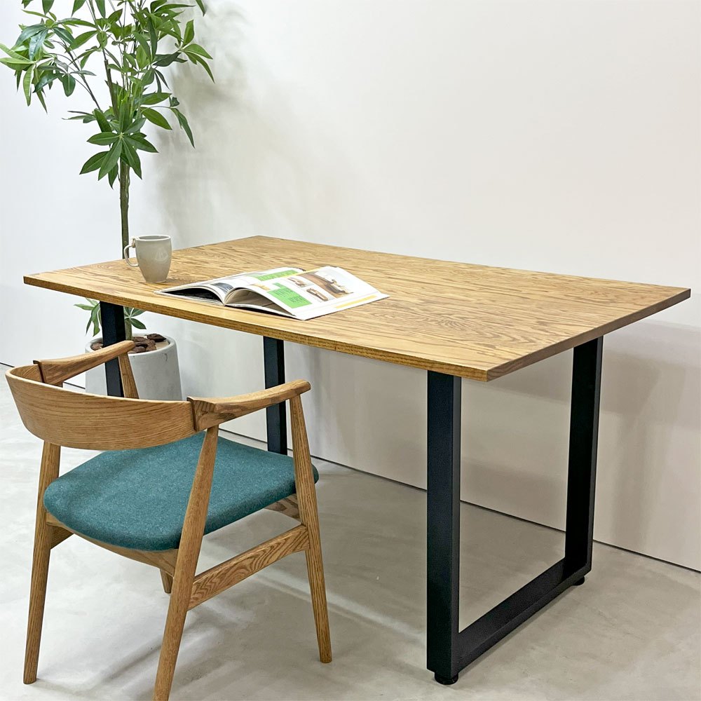 モモナチュラル MOMO Natural ダイニングテーブル RUSTIC TOP + STEEL LECT LEG オーク材 W140cm ナチュラルモダン ●