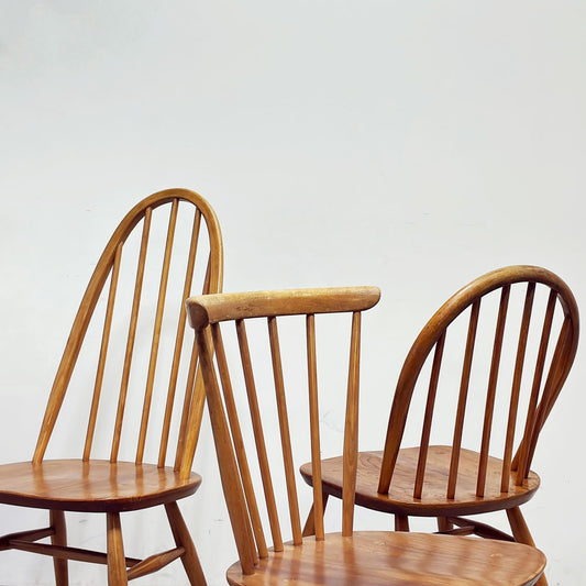 アーコール Ercol フープバックチェア ダイニングチェア スポークバック エルム材 カイトマーク有り 60's UKビンテージ vintage 英国家具 ●