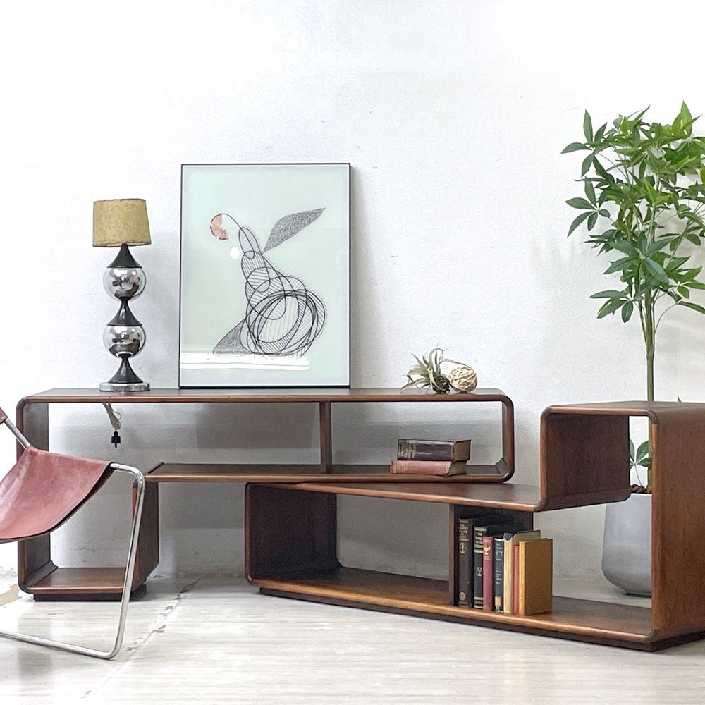 California Design Group GENERATION 80 2ピース モジュラー シェルフ ウォールナット Lou Hodges USビンテージ ミッドセンチュリー ●