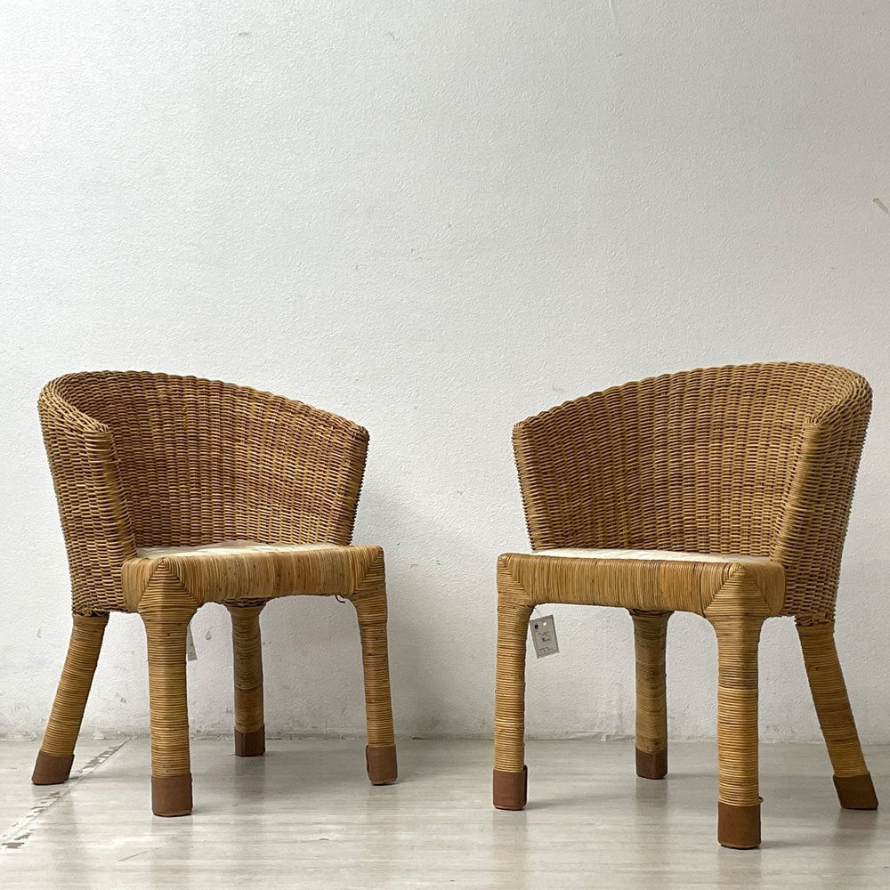 ワイスワイス WISE WISE アジアンコンフォート ASIAN COMFORT R-302B アームチェア ラタンチェア 脚先レザー仕様 定価約35,175円 未使用保管 B ●