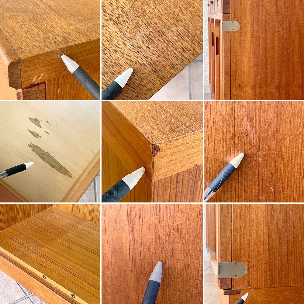 日田工芸 マキシム maxim ビンテージ チーク材 サイドボード キャビネット 抽斗3杯 キッチンボード キッチンカウンター 北欧スタイル ◇