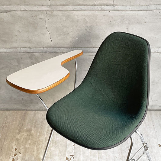 ハーマンミラー Herman Miller サイドシェルチェア セカンド 2nd ビンテージ アプホルスター スクールベース 肘掛けテーブル付 イームズ ミッドセンチュリー B ♪