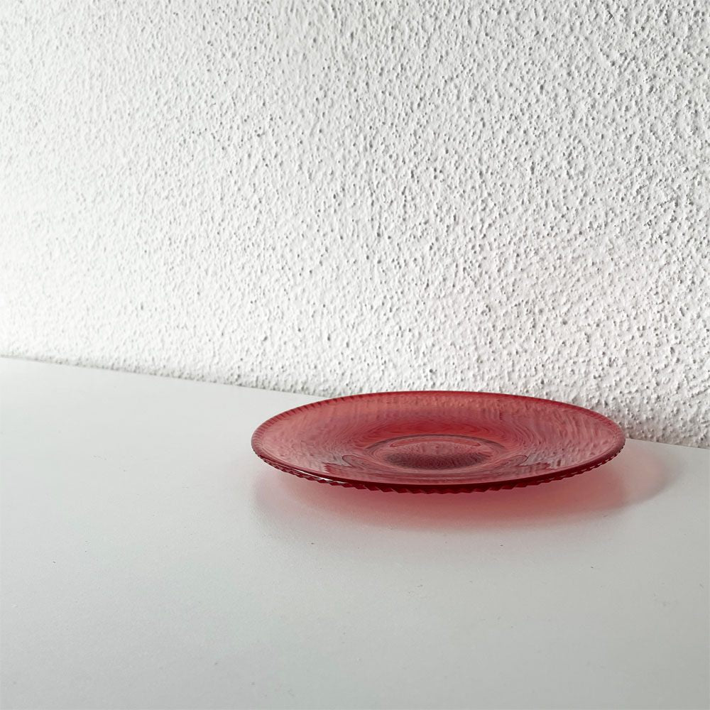 辻和美　プレート 29F】辻和美 Kazumi Tsuji レッド red ガラスプレート Φ16cm 個展作品