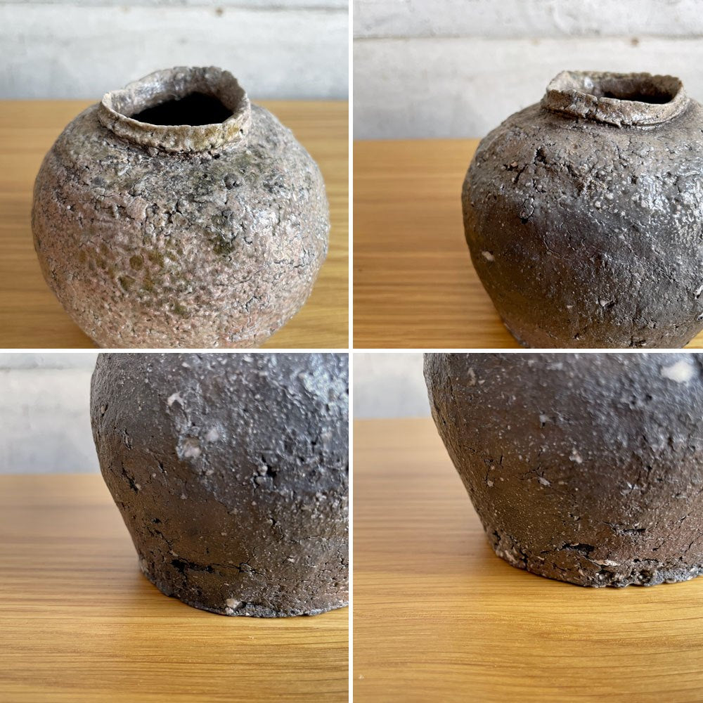 大平新五 花器 フラワーベース 陶器 H10cm 信楽焼 陶芸家 現代作家 ♪