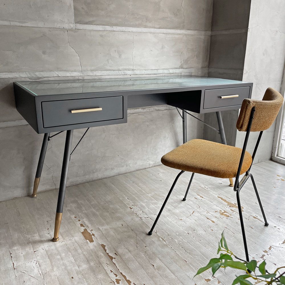 カレ KARE ラ ゴメラ La Gomera デスク コンソールテーブル ウッド×スチール ガラストップ ブラックパウダーコーティング インダストリアル モダンデザイン ドイツ ♪