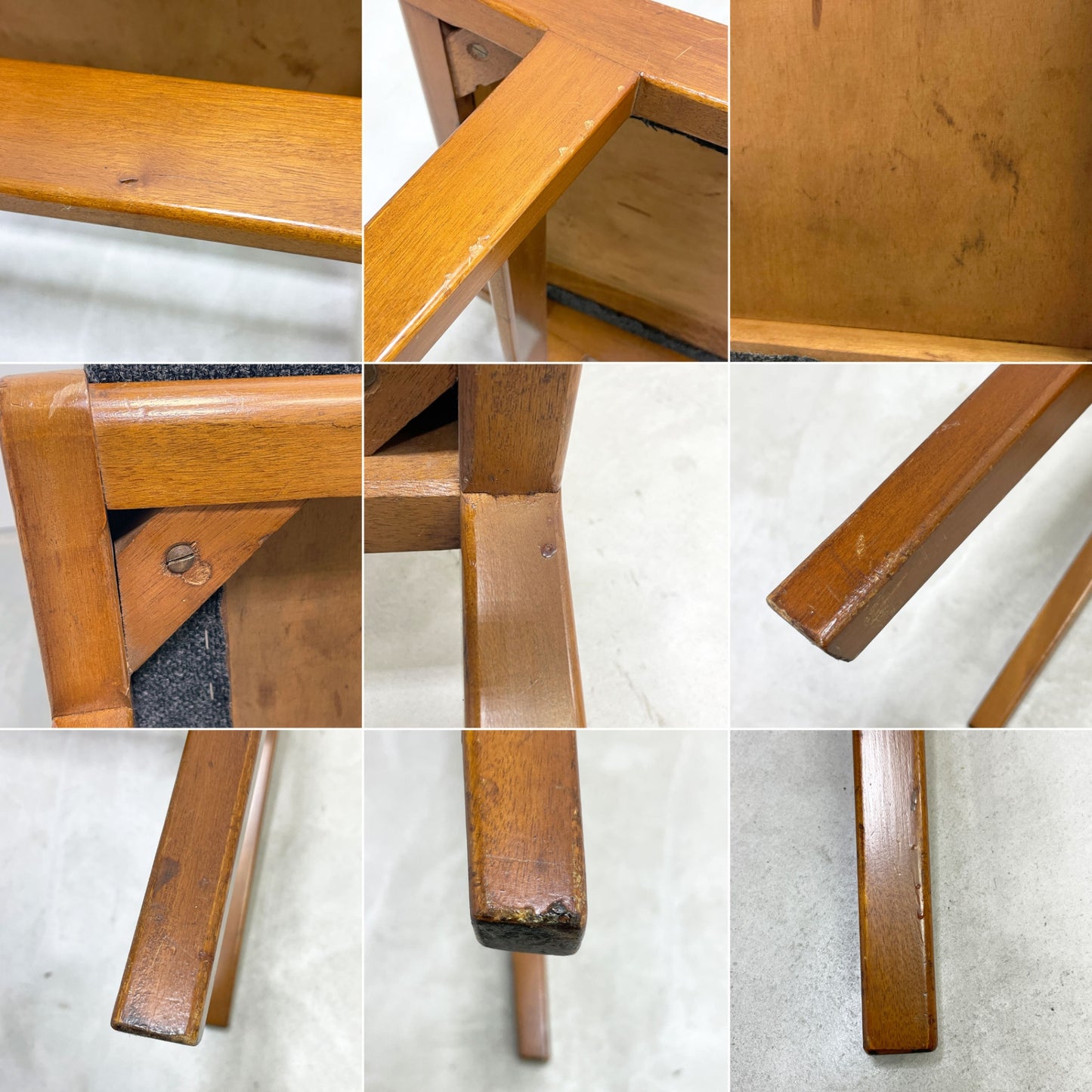 UKビンテージ UK Vintage ダイニングチェア グレー ファブリック座面 張替え済み 英国家具 B ●