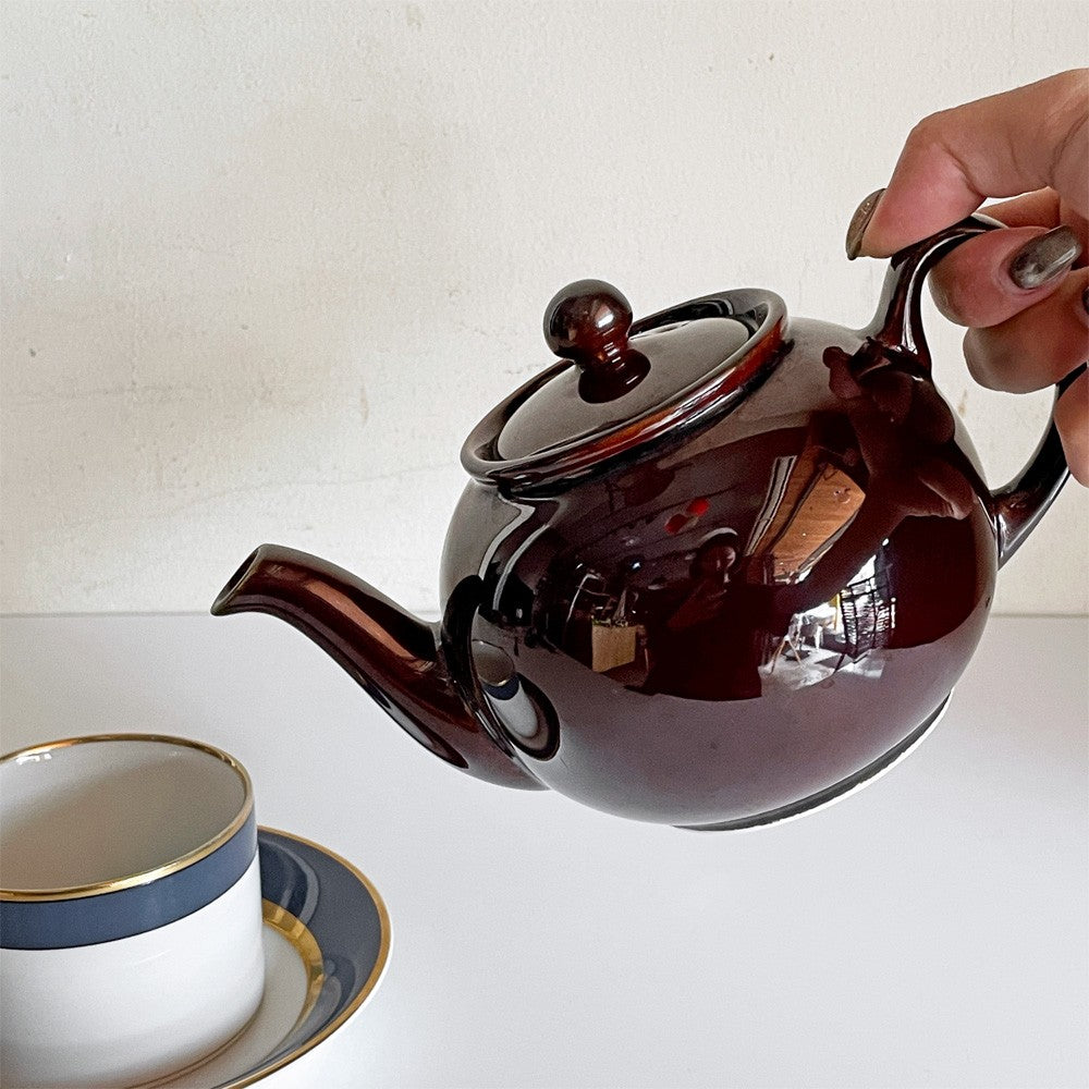プリスティン PRISTINE POTTERY ブラウンベティー Brown Betty ティーポット ダークブラウン 4カップ イギリス製 廃窯 ビンテージ ■