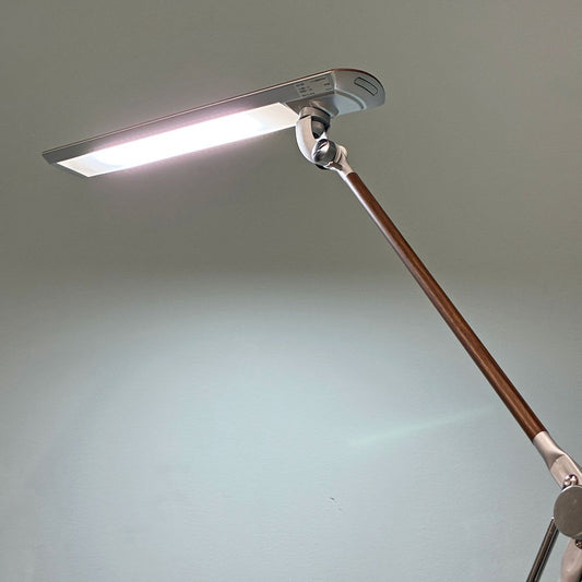 スワン電気 LED エグザーム フロアライト LEX-958NA+FB-991 WH 木目調 ダークブラウン 未使用品 黒澤正之 ◎