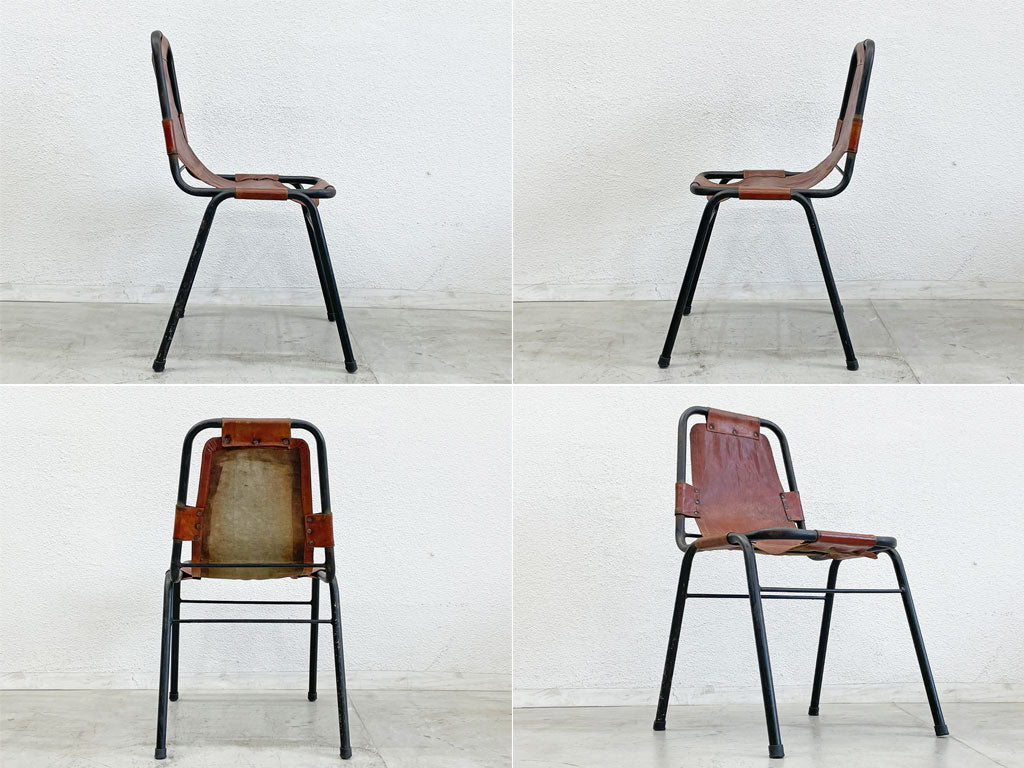 ダル・ヴェラ Dal Vera レザルクチェア Les Arcs Chair ダイニングチェア シャルロット・ペリアン レザー スチール イタリア ビンテージ 希少 〓