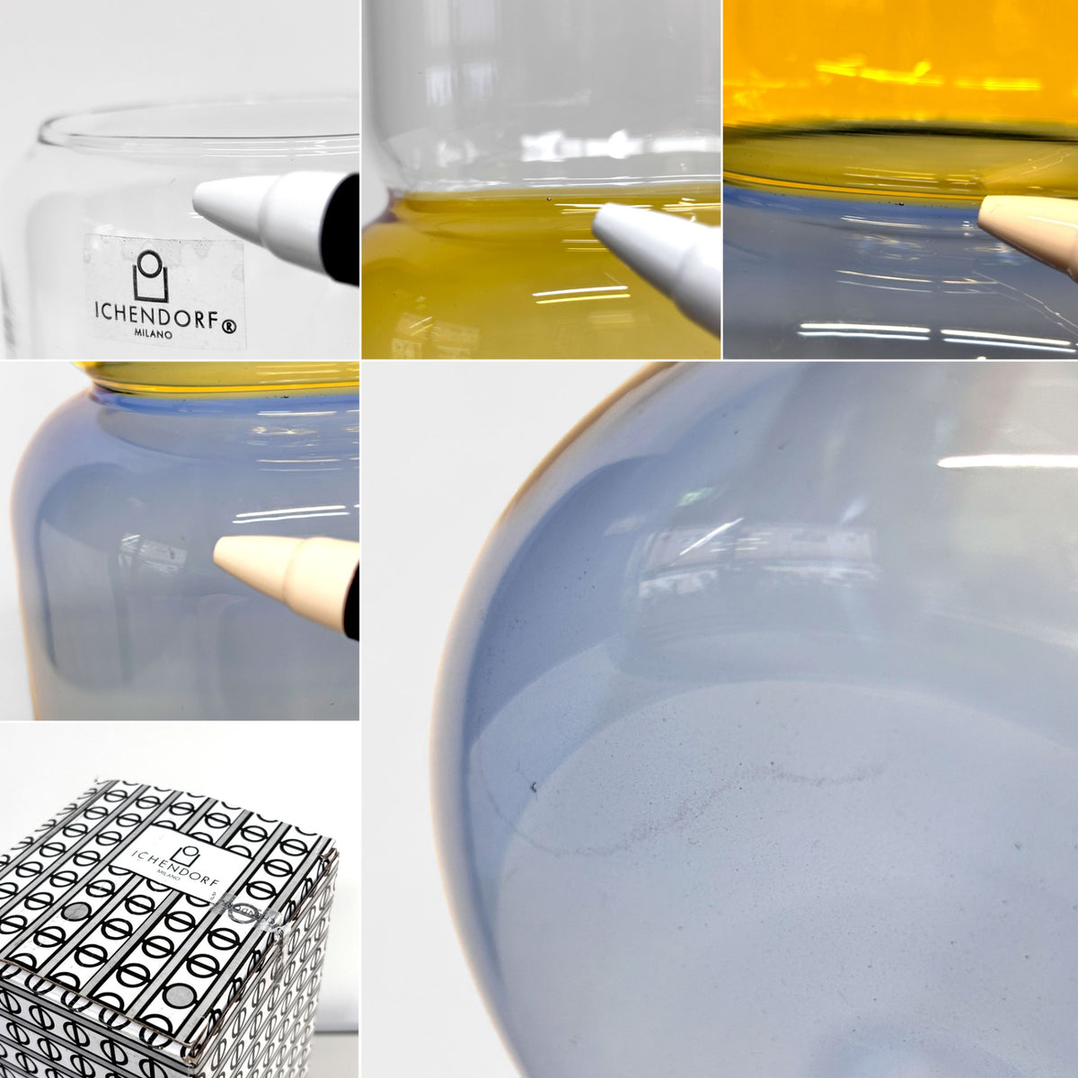 イッケンドルフ・ミラノ ICHENDORF MILANO リボルブ ベース Revolve Vase ガラス 箱付き 未使用品 ドイツ ◎