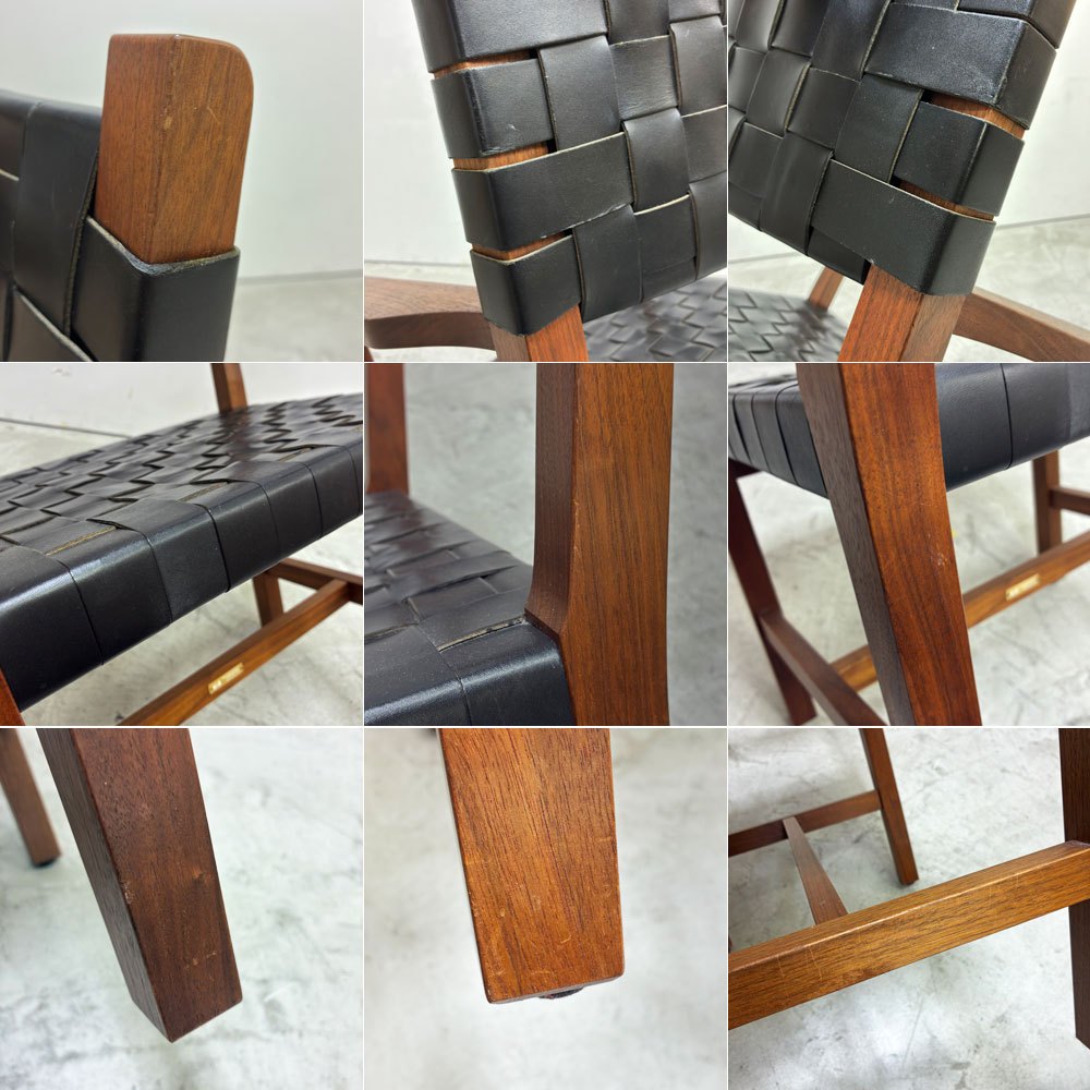 北の住まい設計社 KITANOSUMAISEKKEISHA ラスティック チェア RUSTIC CHAIR アームチェア レザー 本革 ブラック カエデ x ナラ材 廃番 B ●