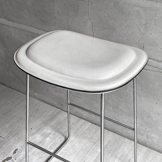 カッペリーニ Cappellini ハイパッドスツール Hi pad Stool ホワイトレザー×ステンレススチール ジャスパー・モリソン Jasper Morrison イタリアモダン ♪