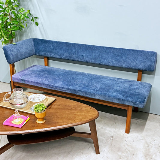 ナガノインテリア NAGANO INTERIOR DC504 リアル オーダーベンチ コーナータイプ ウォールナット材 合皮張 w157cm ◎