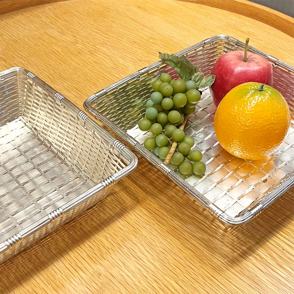 クリストフル CHRISTOFLE コレクション ガリア COLLECTION GALLIA ブレッド バスケット Bread Basket スクエア 編み込み シルバー 銀メッキ W23.5cm フランス B ●