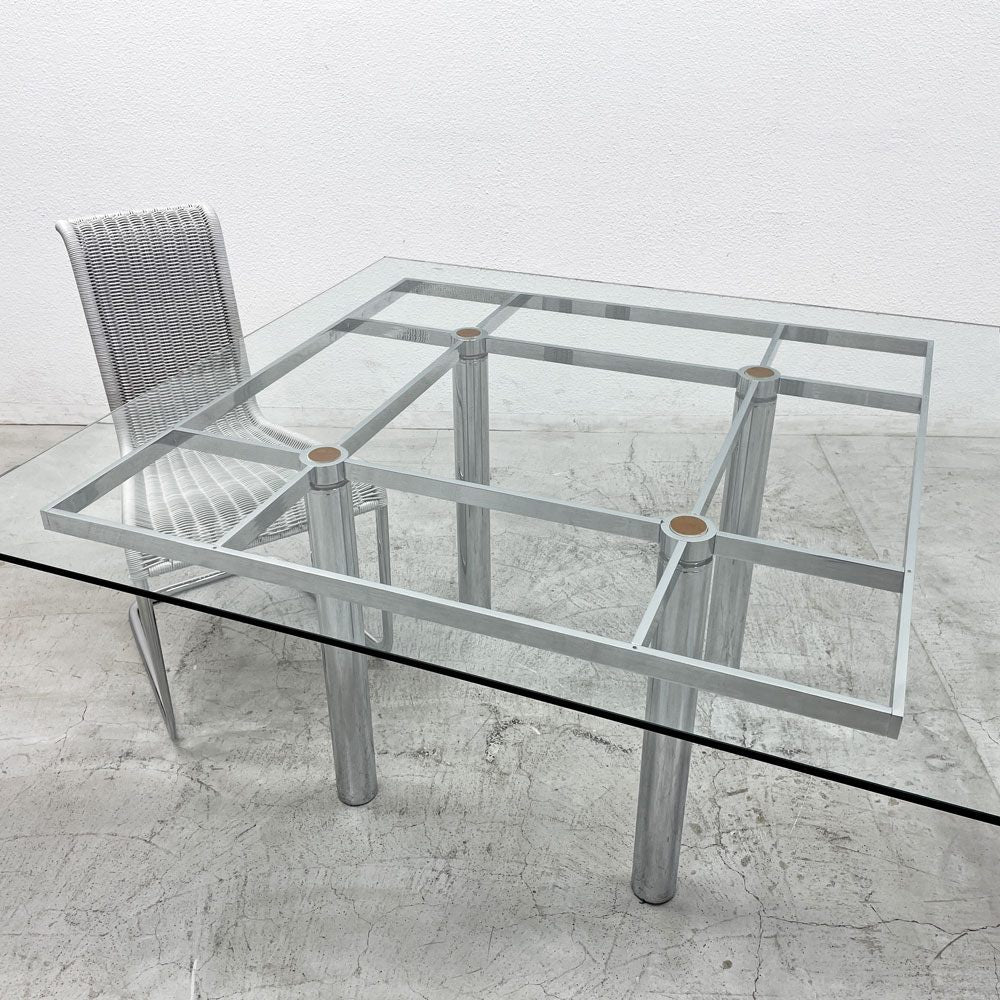 ノル Knoll アンドレ Andre Square Glass Table ダイニングテーブル ガラストップ スクエア Tobia Scarpa モダンデザイン 〓