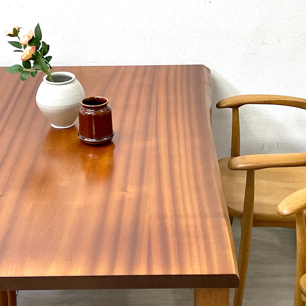 家具蔵 KAGURA サペリ材一枚板 無垢材 ダイニングテーブル W150cm ●